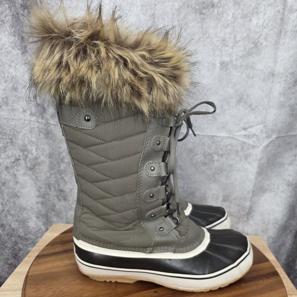 Portland Winter Boots Womens 9 M Cairo Olive Green Faux Fur 200G Waterproof Snow